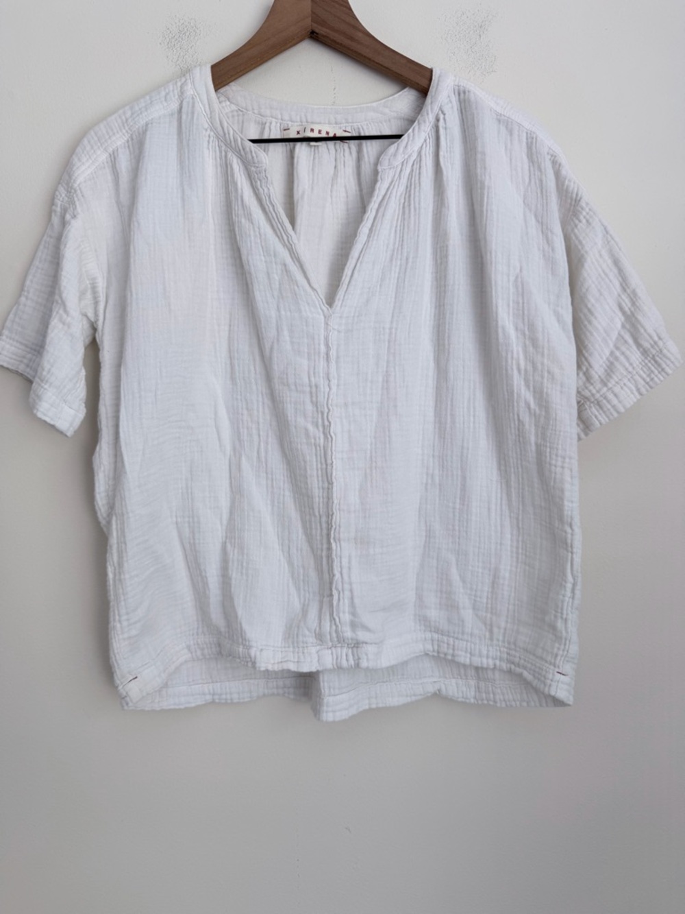 Xirena white gauze top short sleeve oversized S